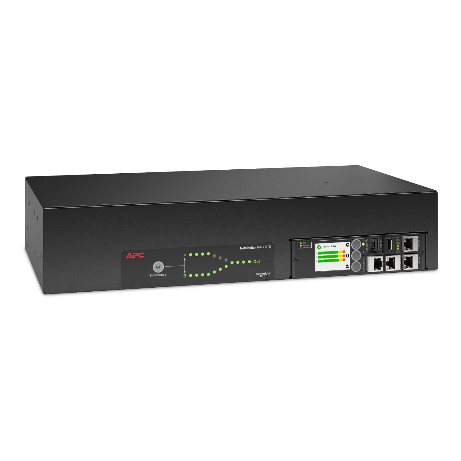 Rack ATS, 230V, 32A, IEC 309 in, (16) C13 (2) C19 out