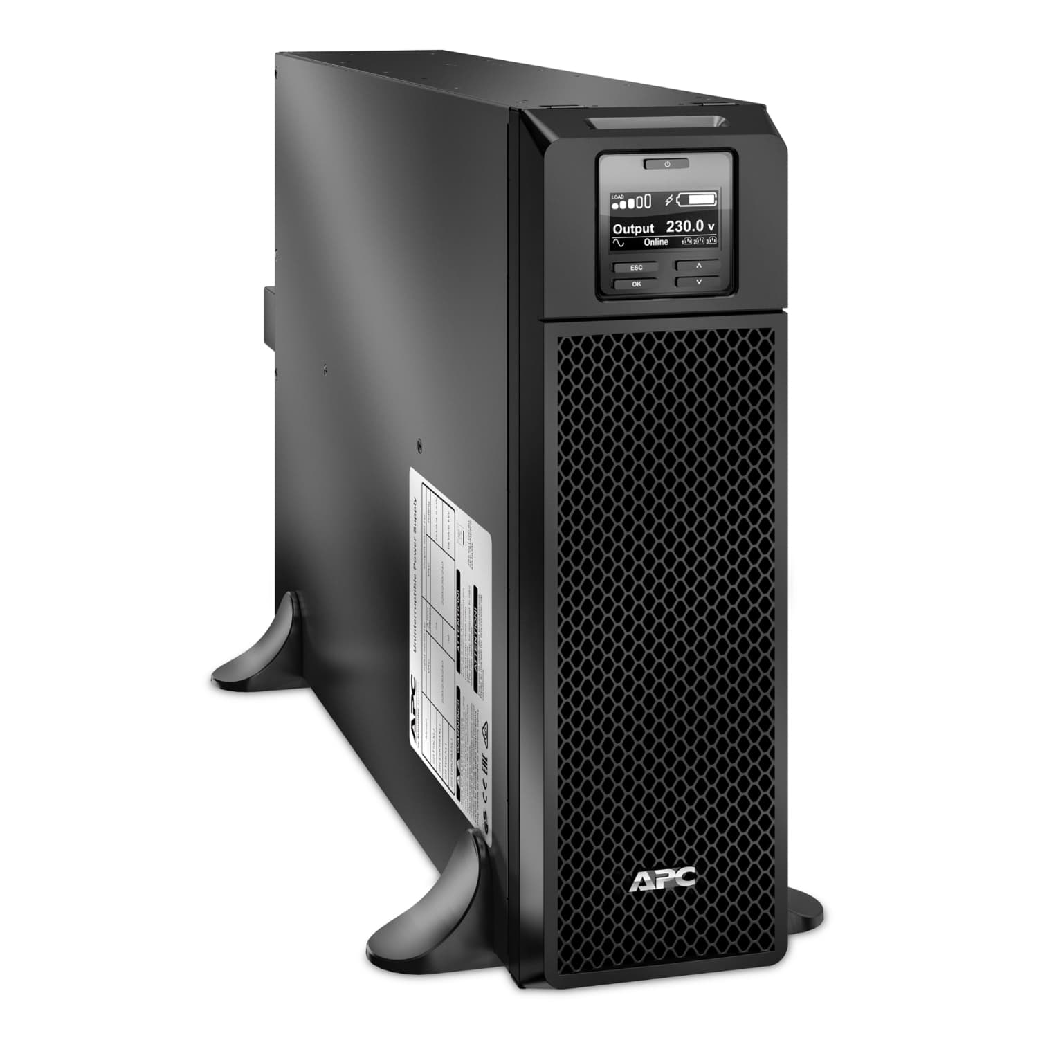 APC Smart-UPS On-Line, 4500W/5000VA, Input 230V/Output 230V, Interface Port Contact Closure, RJ-45 10/100 Base-T, RJ-45 Serial, Smart-Slot, USB, Extended runtime model.