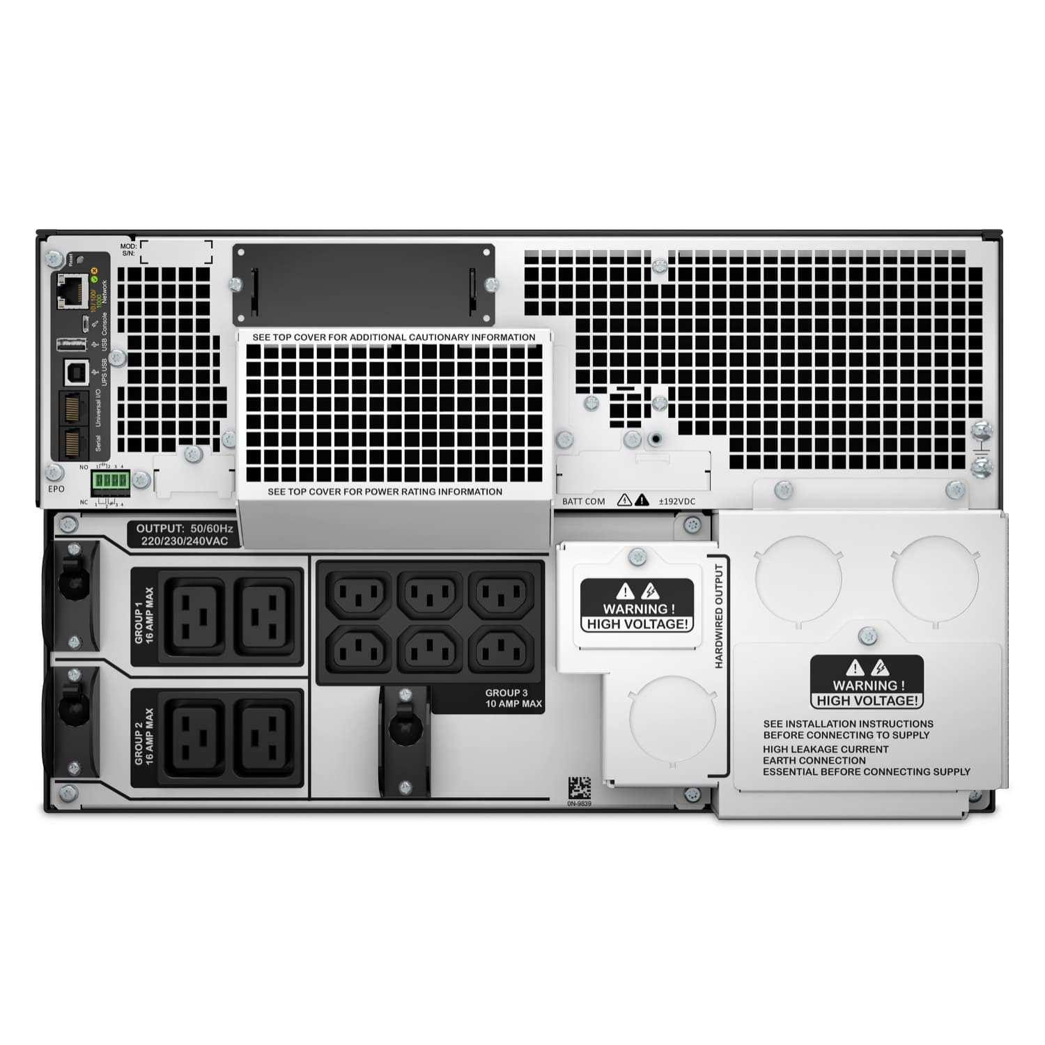 APC Rackmount  Smart-UPS On-Line, 8000W/8000VA, Input 230V/Output 230V, Interface Port Contact Closure, RJ-45 10/100 Base-T, RJ-45 Serial, Smart-Slot, USB, Extended runtime model.