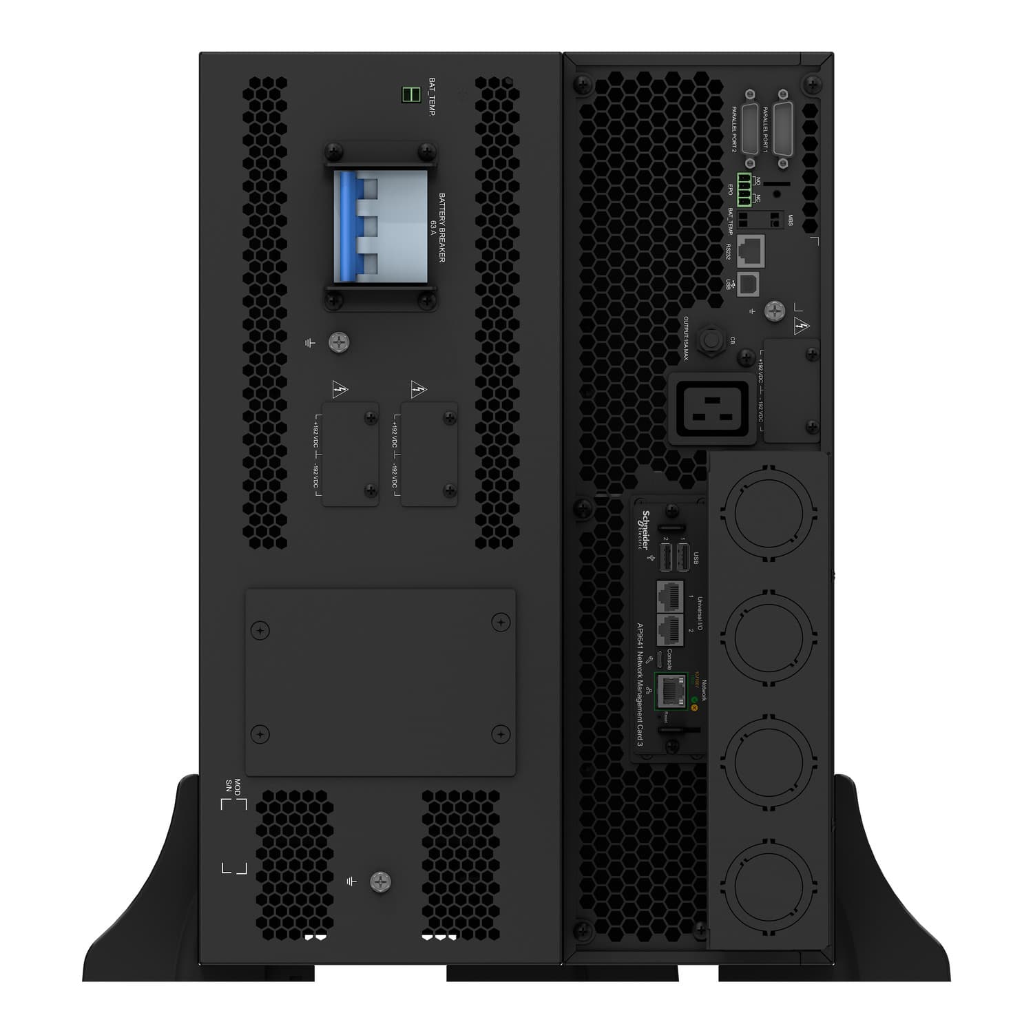 APC Smart-UPS On-Line, 20KVA/20KW, Rack/Tower, 230V/380V...415V, Hard wire 5-wire(3P+N+E)+3-wire(1P+N+E), Network Card, W/O rail kit
