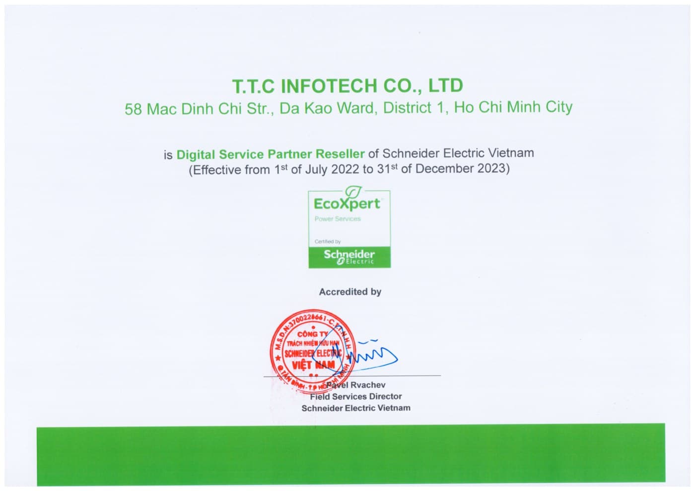 Schneider Electric — Digital Service Partner Reseller (07/2022–12/2023)