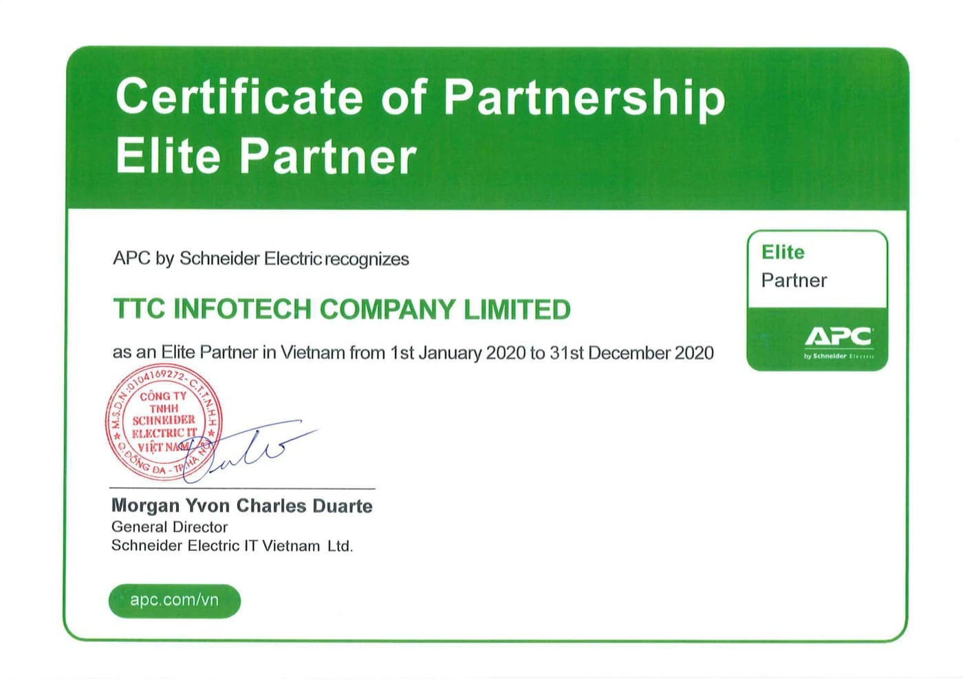 APC by Schneider Electric — Elite Partner (2020)