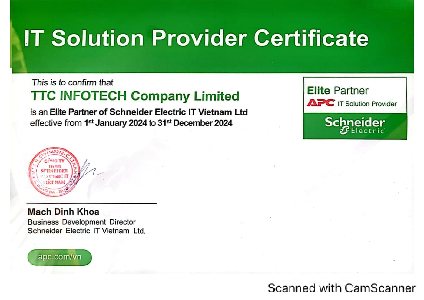 APC by Schneider Electric — Elite Partner, IT Solution Provider (2024)